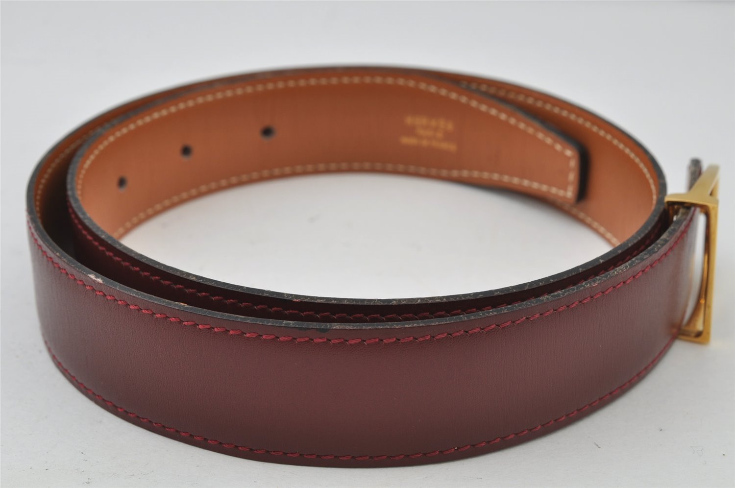 Authentic HERMES Etrier Leather Belt Size 70cm 27.6