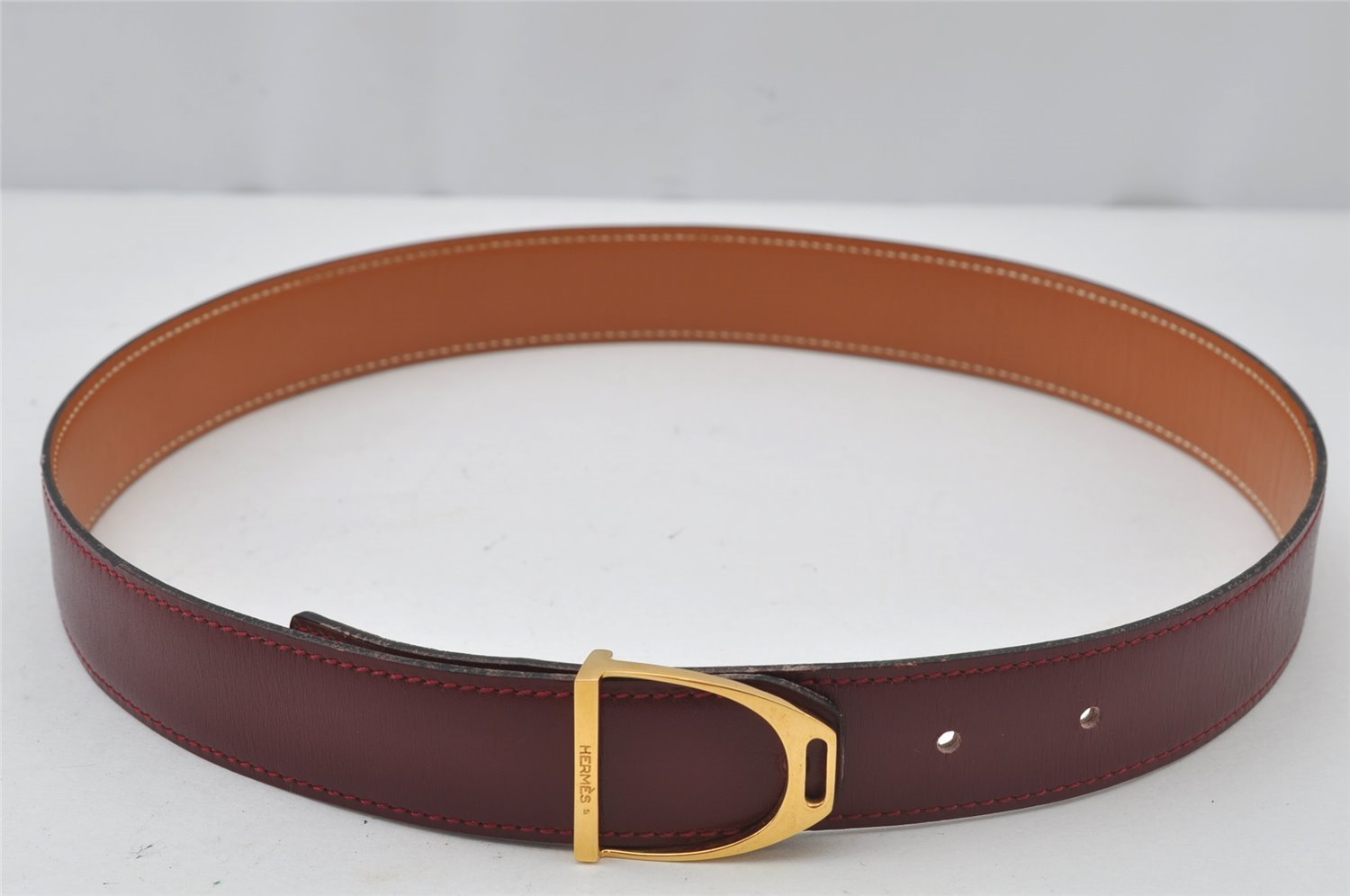 Authentic HERMES Etrier Leather Belt Size 70cm 27.6