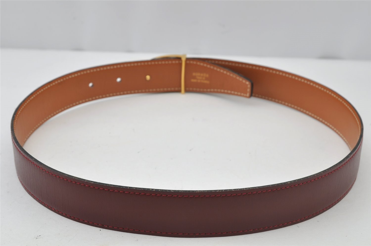 Authentic HERMES Etrier Leather Belt Size 70cm 27.6