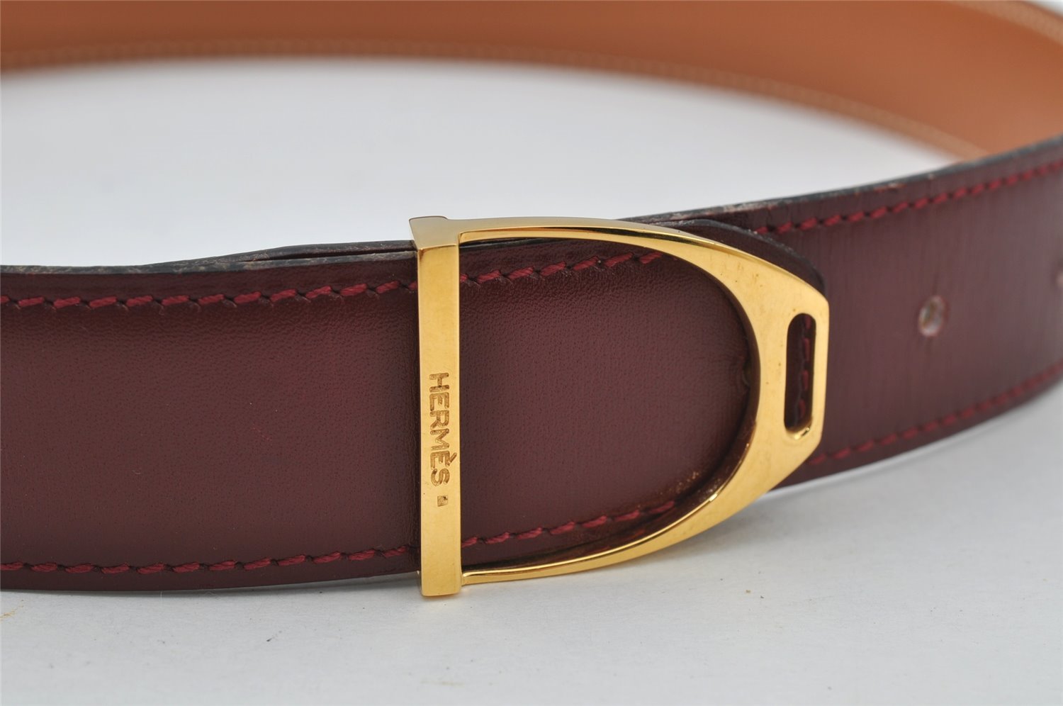 Authentic HERMES Etrier Leather Belt Size 70cm 27.6