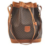 Authentic CELINE Macadam Blason Shoulder Drawstring Bag PVC Leather Brown 2202K