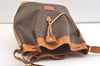 Authentic CELINE Macadam Blason Shoulder Drawstring Bag PVC Leather Brown 2202K