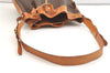 Authentic CELINE Macadam Blason Shoulder Drawstring Bag PVC Leather Brown 2202K