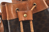 Authentic CELINE Macadam Blason Shoulder Drawstring Bag PVC Leather Brown 2202K