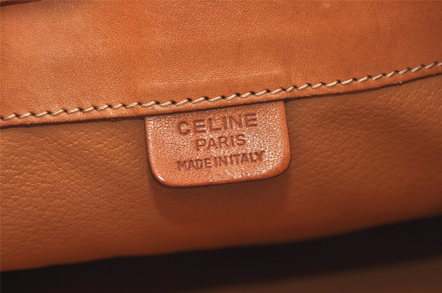 Authentic CELINE Macadam Blason Shoulder Drawstring Bag PVC Leather Brown 2202K