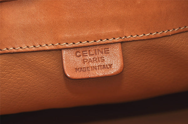 Authentic CELINE Macadam Blason Shoulder Drawstring Bag PVC Leather Brown 2202K