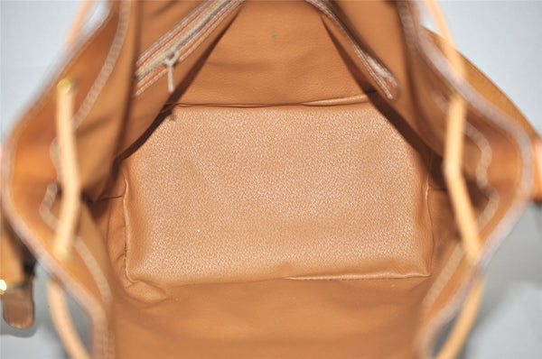Authentic CELINE Macadam Blason Shoulder Drawstring Bag PVC Leather Brown 2202K