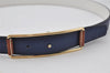 Authentic HERMES Leather Reversible Belt Size 75cm 29.5" Blue White 2203J