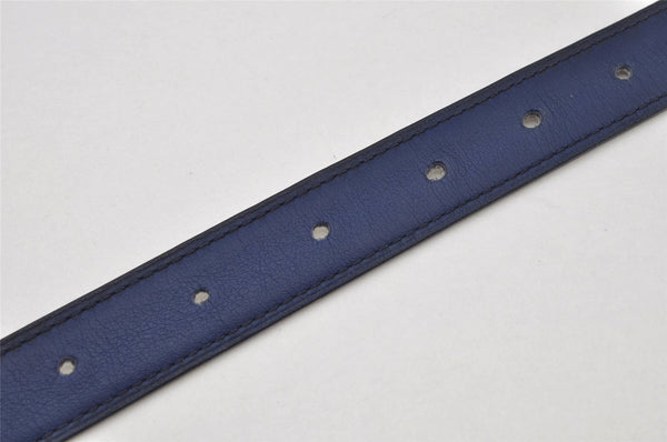 Authentic HERMES Leather Reversible Belt Size 75cm 29.5" Blue White 2203J