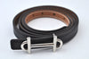 Authentic HERMES Gamma Leather Belt Size 80cm 31.5inches Black Brown 2204J