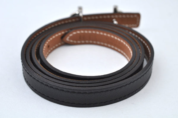 Authentic HERMES Gamma Leather Belt Size 80cm 31.5inches Black Brown 2204J