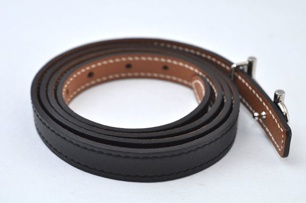 Authentic HERMES Gamma Leather Belt Size 80cm 31.5inches Black Brown 2204J