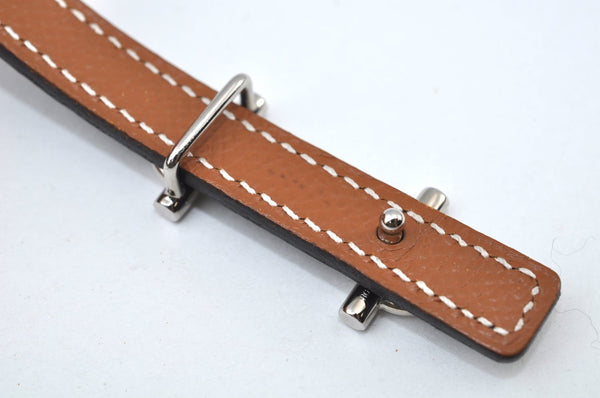 Authentic HERMES Gamma Leather Belt Size 80cm 31.5inches Black Brown 2204J