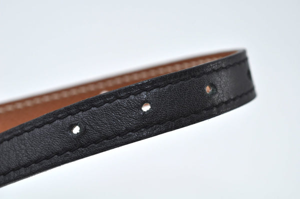 Authentic HERMES Gamma Leather Belt Size 80cm 31.5inches Black Brown 2204J