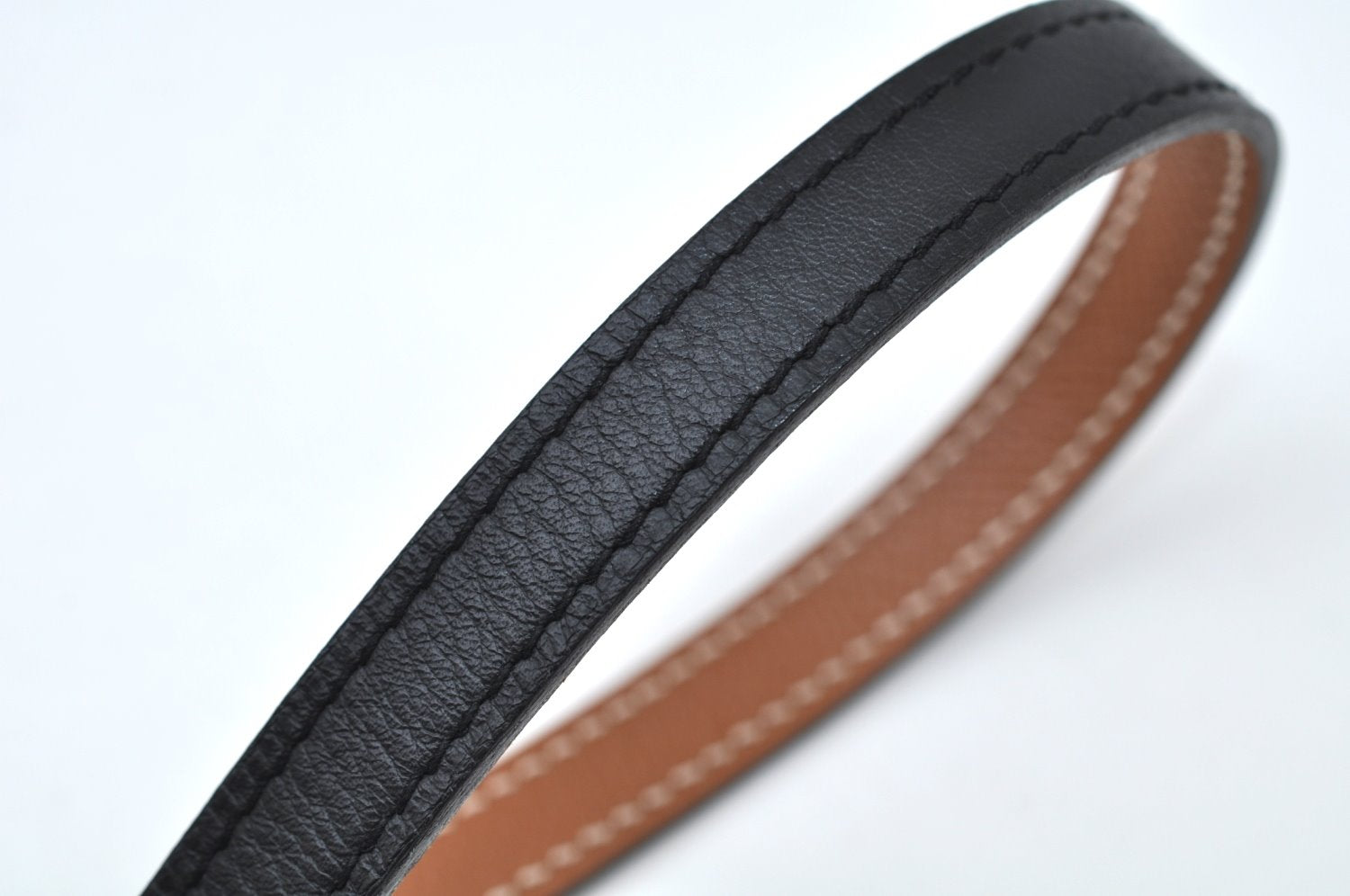 Authentic HERMES Gamma Leather Belt Size 80cm 31.5inches Black Brown 2204J