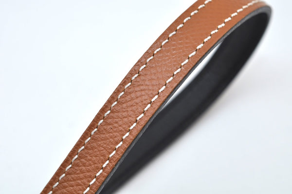 Authentic HERMES Gamma Leather Belt Size 80cm 31.5inches Black Brown 2204J