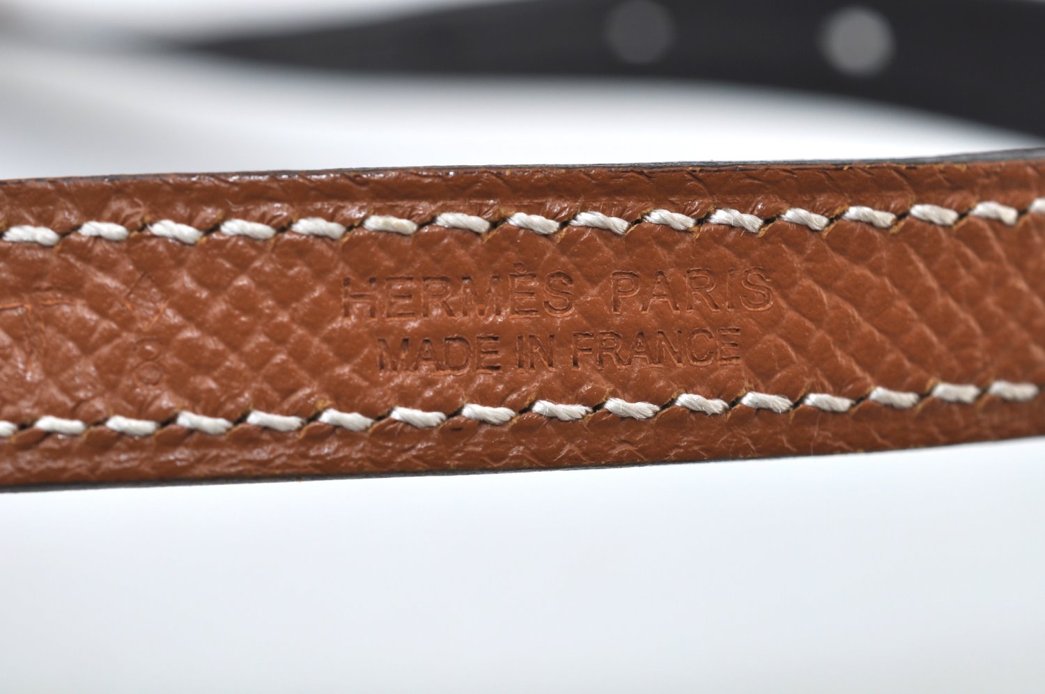 Authentic HERMES Gamma Leather Belt Size 80cm 31.5inches Black Brown 2204J