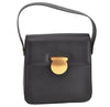 Authentic Salvatore Ferragamo Gancini Leather 2Way Shoulder Hand Bag Black 2204K