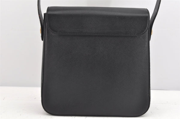 Authentic Salvatore Ferragamo Gancini Leather 2Way Shoulder Hand Bag Black 2204K