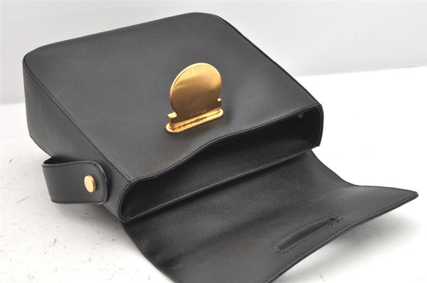 Authentic Salvatore Ferragamo Gancini Leather 2Way Shoulder Hand Bag Black 2204K