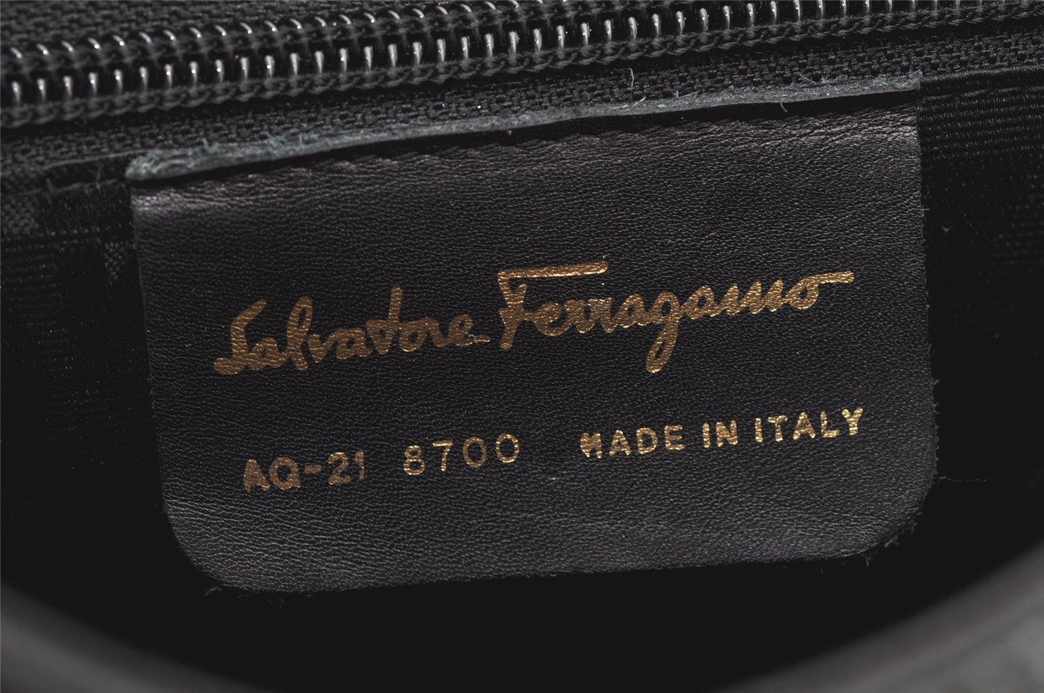 Authentic Salvatore Ferragamo Gancini Leather 2Way Shoulder Hand Bag Black 2204K