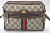 Authentic GUCCI Web Sherry Line Shoulder Bag GG PVC Leather Brown Junk 2208J