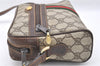 Authentic GUCCI Web Sherry Line Shoulder Bag GG PVC Leather Brown Junk 2208J