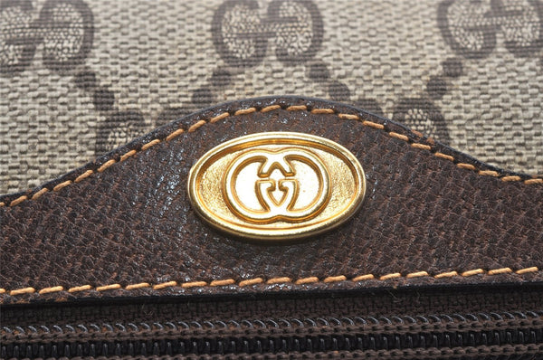 Authentic GUCCI Web Sherry Line Shoulder Bag GG PVC Leather Brown Junk 2208J