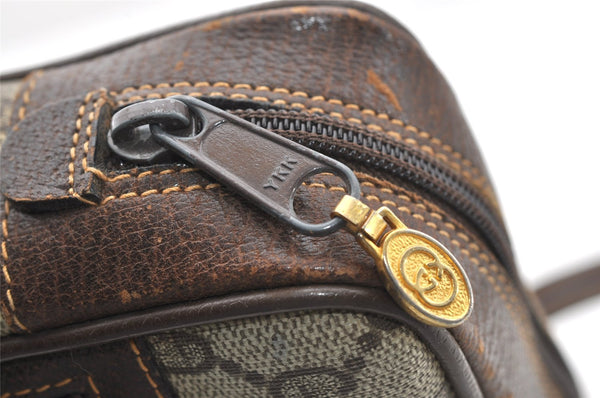 Authentic GUCCI Web Sherry Line Shoulder Bag GG PVC Leather Brown Junk 2208J