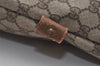 Authentic GUCCI Web Sherry Line Travel Boston Bag GG PVC Leather Brown 2209J