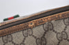 Authentic GUCCI Web Sherry Line Travel Boston Bag GG PVC Leather Brown 2209J