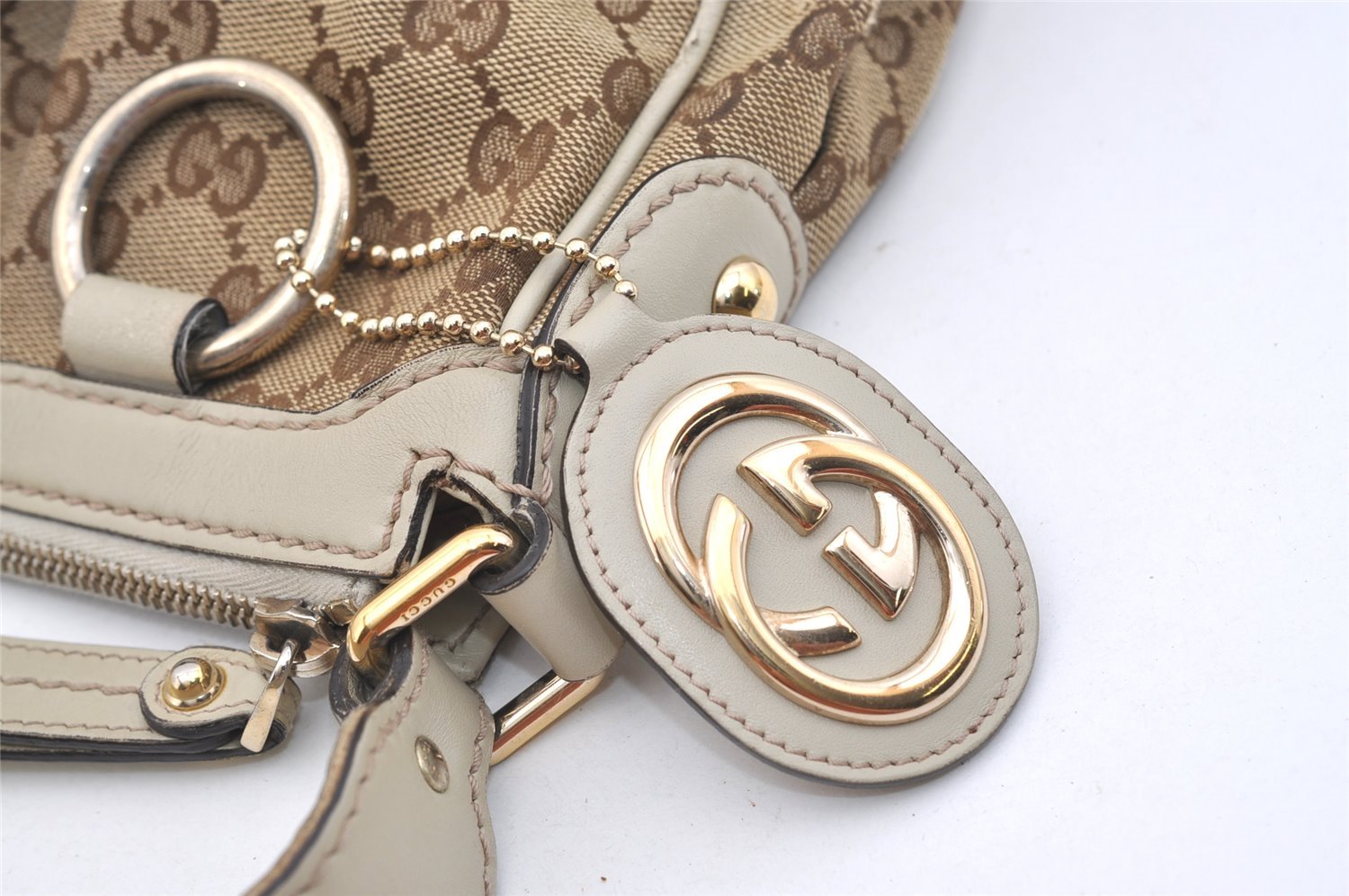 Authentic GUCCI Sukey Vintage Shoulder Bag GG Canvas Leather 232955 Brown 2211J