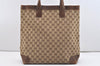Authentic GUCCI Vintage Shoulder Tote Bag GG Canvas Leather 0021121 Brown 2212J