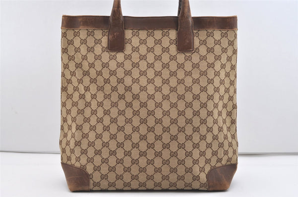 Authentic GUCCI Vintage Shoulder Tote Bag GG Canvas Leather 0021121 Brown 2212J