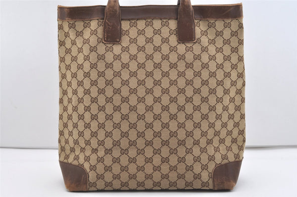 Authentic GUCCI Vintage Shoulder Tote Bag GG Canvas Leather 0021121 Brown 2212J