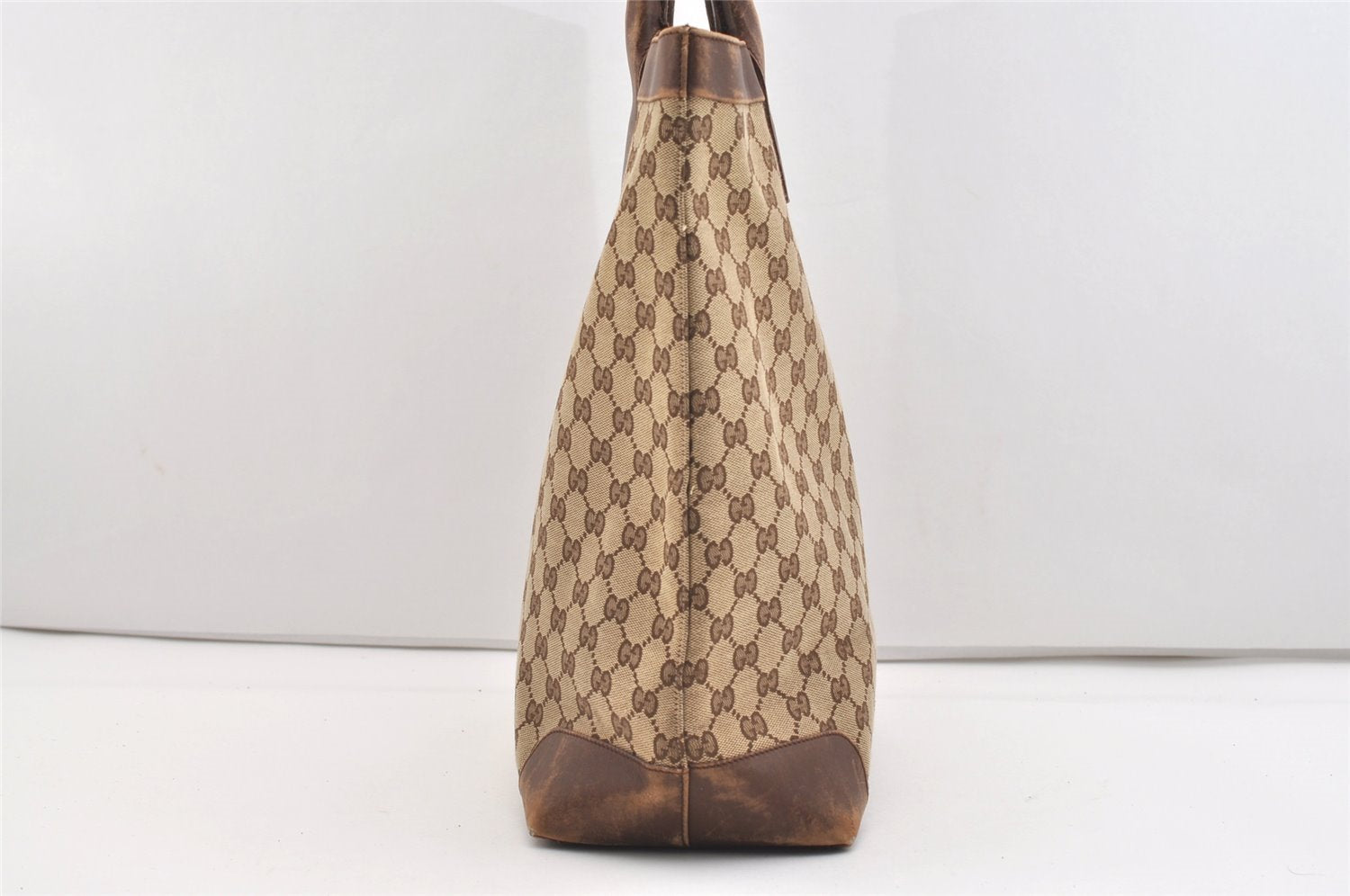 Authentic GUCCI Vintage Shoulder Tote Bag GG Canvas Leather 0021121 Brown 2212J