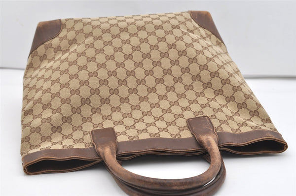 Authentic GUCCI Vintage Shoulder Tote Bag GG Canvas Leather 0021121 Brown 2212J