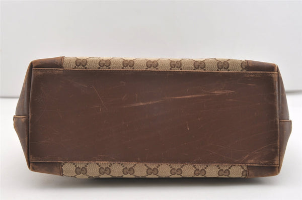 Authentic GUCCI Vintage Shoulder Tote Bag GG Canvas Leather 0021121 Brown 2212J