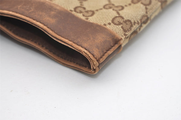 Authentic GUCCI Vintage Shoulder Tote Bag GG Canvas Leather 0021121 Brown 2212J