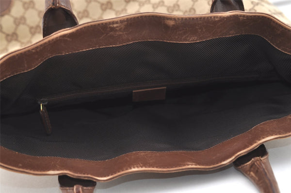 Authentic GUCCI Vintage Shoulder Tote Bag GG Canvas Leather 0021121 Brown 2212J