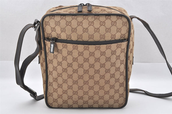 Authentic GUCCI Shoulder Cross Body Bag GG Canvas Leather 0181604 Brown 2213J