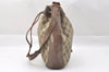 Authentic GUCCI Web Sherry Line Drawstring Bag GG PVC Leather Brown 2214J