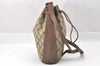 Authentic GUCCI Web Sherry Line Drawstring Bag GG PVC Leather Brown 2214J