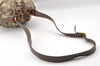 Authentic GUCCI Web Sherry Line Drawstring Bag GG PVC Leather Brown 2214J