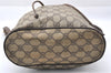 Authentic GUCCI Web Sherry Line Drawstring Bag GG PVC Leather Brown 2214J