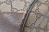Authentic GUCCI Web Sherry Line Drawstring Bag GG PVC Leather Brown 2214J