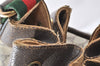 Authentic GUCCI Web Sherry Line Drawstring Bag GG PVC Leather Brown 2214J