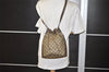 Authentic GUCCI Web Sherry Line Drawstring Bag GG PVC Leather Brown 2214J