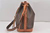 Authentic CELINE Macadam Blason Shoulder Drawstring Bag PVC Leather Brown 2214K