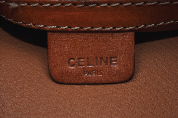 Authentic CELINE Macadam Blason Shoulder Drawstring Bag PVC Leather Brown 2214K